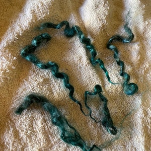 Mohair curls, dark teal blue locks, for doll's hair, needle felting, wet felting, spinning, DIY crafts. Hand-dyed by Soft Senses Yarn. image 4