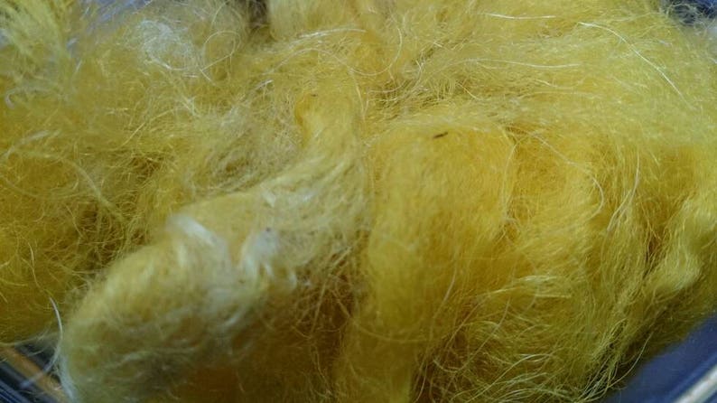 Soft alpaca fleece, yellow, peachy, red, pink, purple, blue, turquoise, green for needle felting, wet felting, spinning, DIY craft wool. image 6