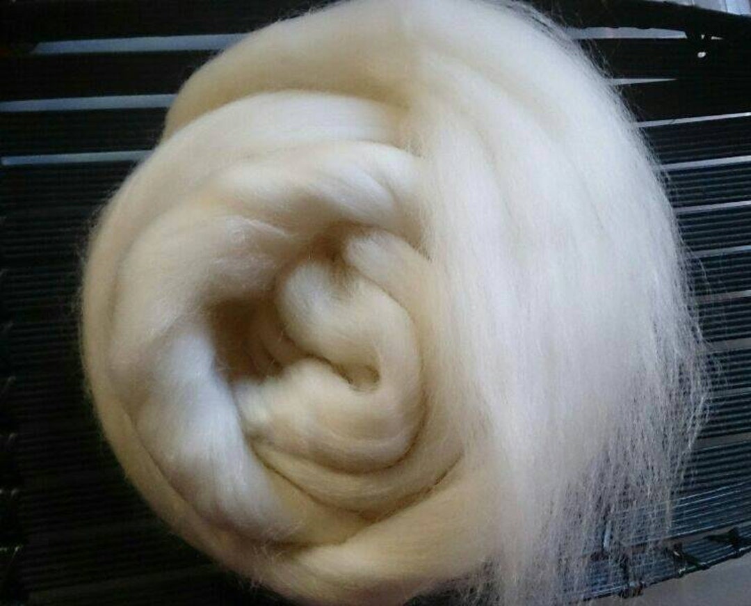 Spinning, Weaving and Felting Carded Wool Top Roving, White, for Craft, Dolls, Core Stuffing and