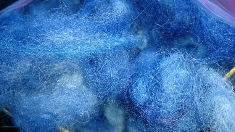 Soft alpaca fleece, yellow, peachy, red, pink, purple, blue, turquoise, green for needle felting, wet felting, spinning, DIY craft wool. image 5