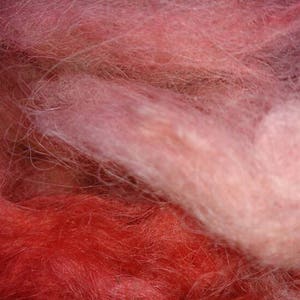 Soft alpaca fleece, yellow, peachy, red, pink, purple, blue, turquoise, green for needle felting, wet felting, spinning, DIY craft wool. image 3