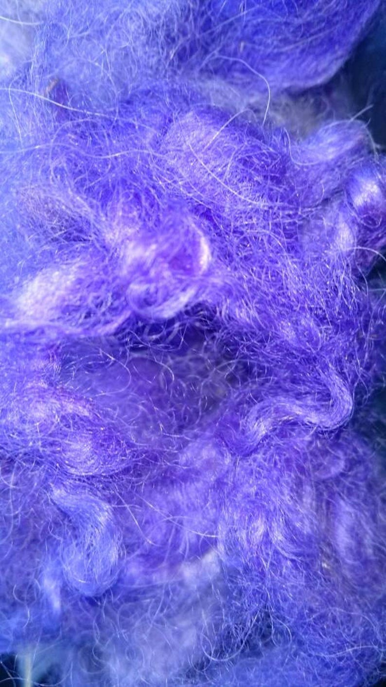 Soft alpaca fleece, yellow, peachy, red, pink, purple, blue, turquoise, green for needle felting, wet felting, spinning, DIY craft wool. image 2