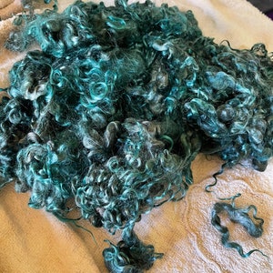 Mohair curls, dark teal blue locks, for doll's hair, needle felting, wet felting, spinning, DIY crafts. Hand-dyed by Soft Senses Yarn. image 3