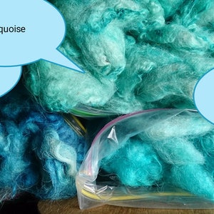 Soft alpaca fleece, yellow, peachy, red, pink, purple, blue, turquoise, green for needle felting, wet felting, spinning, DIY craft wool. image 10