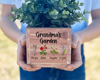 Grandmas Garden Plant Box, Wood Planter Box, Great Grandma Gift