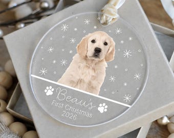 Dog's First Christmas Ornament, Custom Pet Photo Keepsake for New Puppy Moms