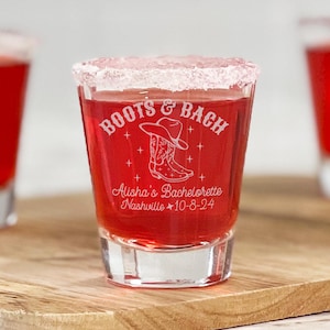 Cowgirl Bachelorette Party Shot Glasses, Boots and Bach, Bachelorette Favors