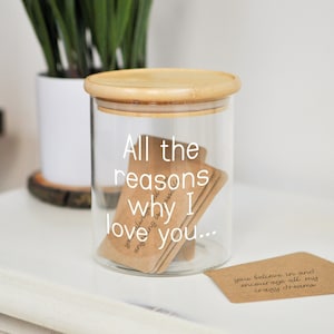 Reasons why I love you jar, Romantic Valentines Day Gift for Him, Love Notes Jar