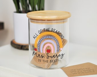 Teacher Appreciation Gift from Student Teacher Note Jar Rainbow Classroom Reasons Why I Love You Mentor Teacher Gift for Teacher Retirement