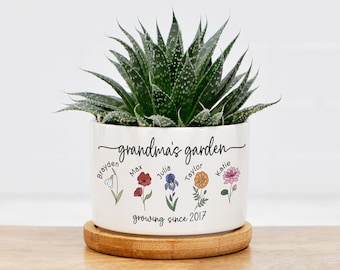 Personalized Grandma's Garden Mini Succulent Planter: Grandmother Gift