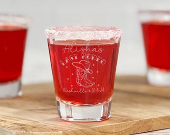 Last Rodeo Bachelorette Shot Glasses: Engraved Party Favors