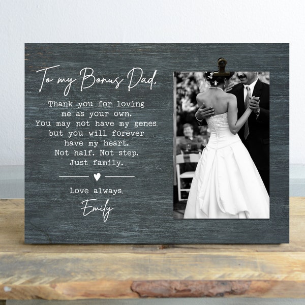 Bonus Dad Wedding Day Gift - Step Dad Gift Idea - Wedding Clip Picture Frame for Step Father