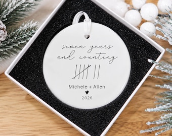 Years and Counting Anniversary Ornament, Personalized Ceramic Christmas Ornament, Custom Number of Years Married Gift