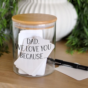 Dad Reasons Why I Love You Jar, Memory Jar, Gift for Husband Father