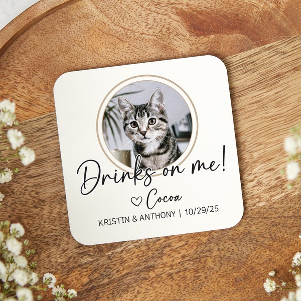 Cat Coasters, Wedding Favors for Guests in Bulk, Custom Paper Coaster