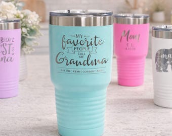Personalized Mom Tumbler, Engraved Grandma Gift, Custom Grandma Tumbler, Mimi Nana Gigi Gift, Mothers Day Gift for Grandma from Grandkids