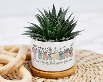 Teacher Planter Gift from Student Teacher Plant Pot Ceramic Succulent Pots Mentor Teacher Gift for End of School Year