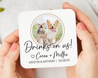Custom Pet Photo Coasters: Unique Wedding Favors