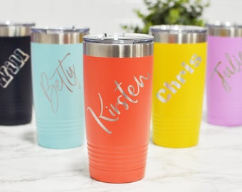 Engraved Tumbler -  Personalized Tumbler - Custom Engraved Cup - 20 oz Tumbler - Diagonal Name Design