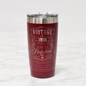 Custom Engraved Birthday Tumbler - Birthdate Gift - Milestone Birthday - Aged to Perfection - Vintage Whiskey Label - Limited Edition