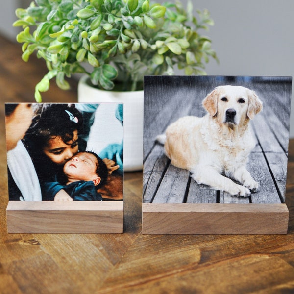 Wood Photo Print, Desk Photo, Picture Frames Personalized, Girlfriend Photo Gift