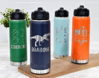 Personalized Kids Water Bottle Engraved, Boys Girls School Water Bottle, Back to School Gift