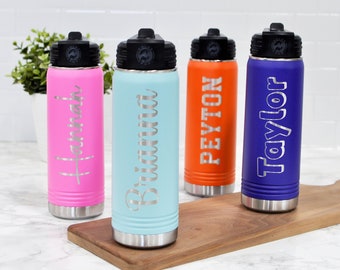 Engraved Kids Water Bottle - Water Bottle with Straw - Personalized Tumbler for Kids - Back to School - 20 oz 32 oz Canister