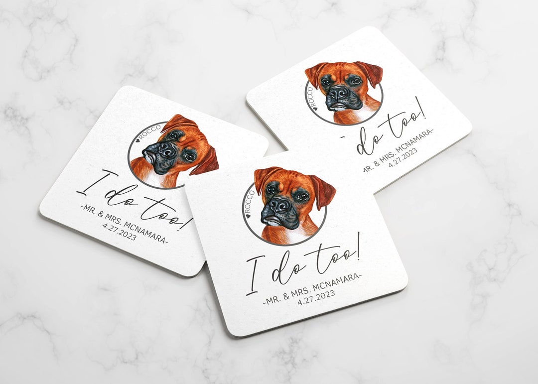 Pet Portrait Wedding Coasters Custom Dog Coasters Etsy