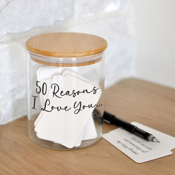 50 Reasons Why We Love You Jar, 50th Birthday Gift for Women, Love Notes Jar