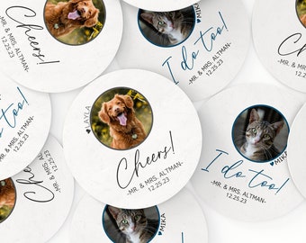Your Pet Photo Wedding Coasters - Cute Dog Coasters - I Do Too Wedding Coasters