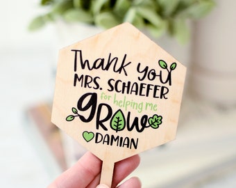 Personalized Teacher Plant Stake - Thank You For Helping Me Grow - Teacher Appreciation Gift - Plant Marker
