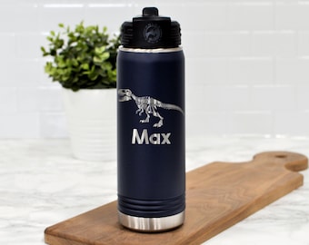 Dinosaur Jr Engraved Stainless Steel Water Bottle: Back to School