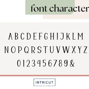 May include: A font alphabet chart with uppercase letters, numbers, and the ampersand symbol. The letters are in a simple, clean, and modern font style.
