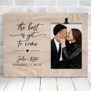 Custom Engagement Frame - Picture Frame with Clip - Personalized Engagement Gift - Gift for Newlyweds - Engagement Party - Photo Display