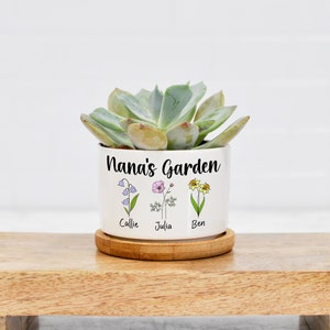 Grandmas Garden Custom Mini Plant Pot Personalized Birth Flower Succulent Planter Mother's Day Gift Gift for Grandma image 10