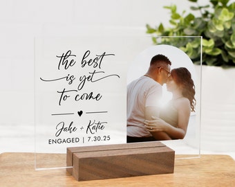 Personalized Engagement Photo - 7x5 Engagement Print - Custom Acrylic Photo with Wood Stand - Engagement Gift for Couple - Unique Photo Gift