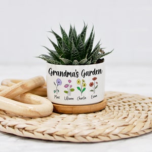 Grandmas Garden Custom Mini Plant Pot Personalized Birth Flower Succulent Planter Mother's Day Gift Gift for Grandma image 6