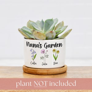 Grandmas Garden Custom Mini Plant Pot Personalized Birth Flower Succulent Planter Mother's Day Gift Gift for Grandma image 2