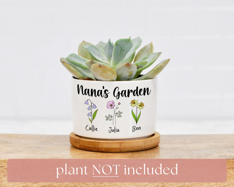 Grandmas Garden Custom Mini Plant Pot Personalized Birth Flower Succulent Planter Mother's Day Gift Gift for Grandma image 2