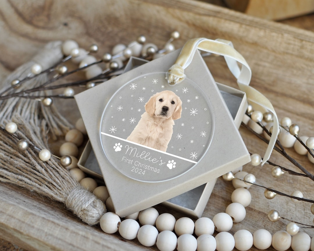 Personalized Dog First Christmas Ornament - Custom Dog Photo Ornament ...