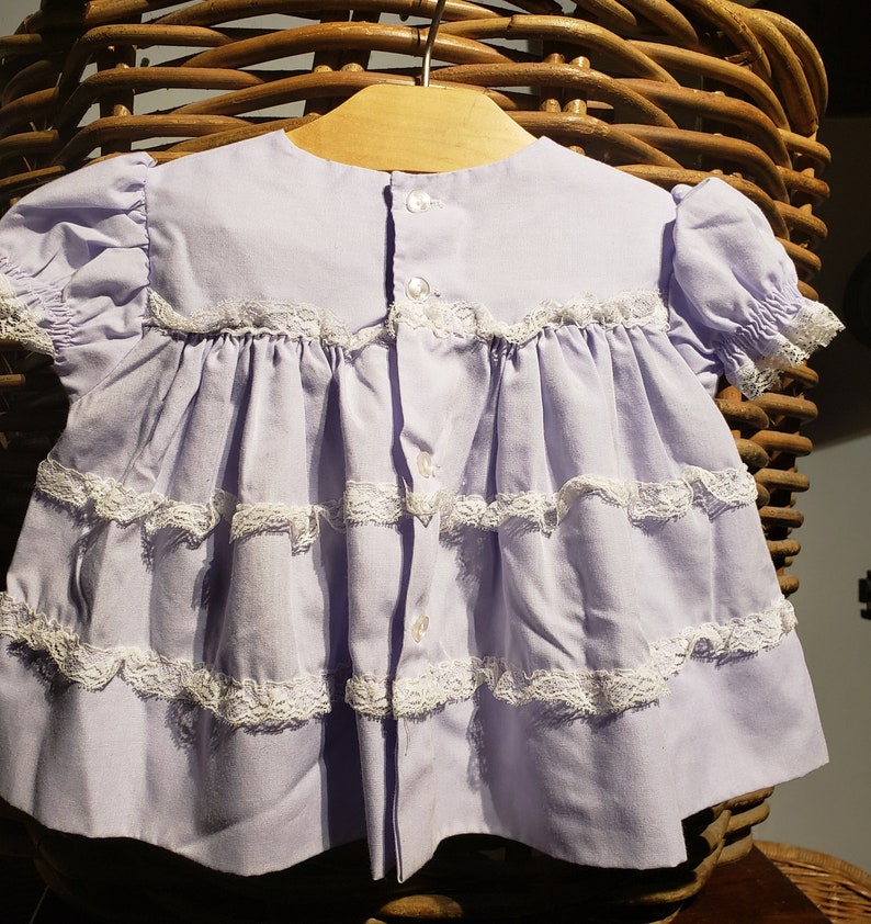 with 3 layers of white ruffle lace Little baby girl adorable 3-6 months Free Shipping soft blue vintage dress