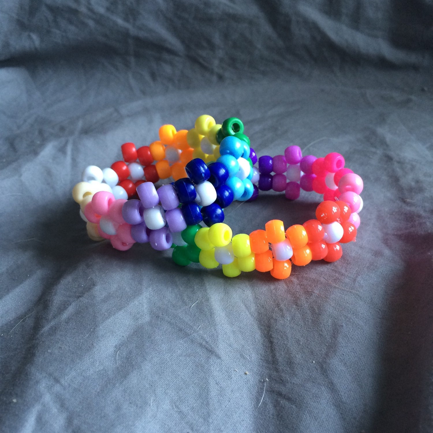 Rainbow kandi flower bracelet Etsy