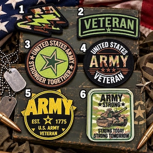 U.S. Army Veteran Embroidered Patches | Military Iron On Patches | Army Strong | Patriotic Tactical Patches | Choose Your Design