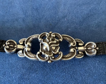Vintage Brighton Silver and Leather Bracelet