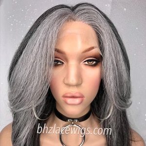 BEST SELLER Gray Wig Aunt Diane Gray lace wig gray bob curl lace front wig white hair gray hair silver hair salt and pepper wig grey wig
