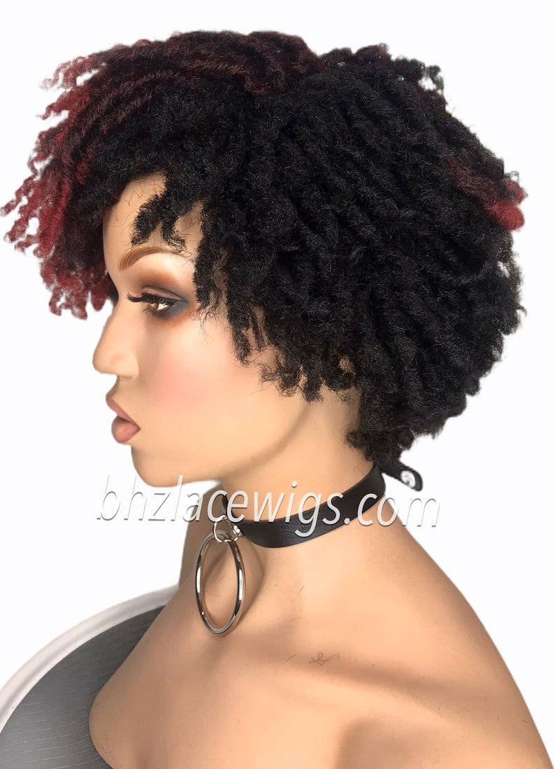 Zafira full cap TWIST OUT wig red faux locs dreadlocks FULLCAP wig natural hair full cap wig natural hair loc wig kinky soft twist loc style image 10