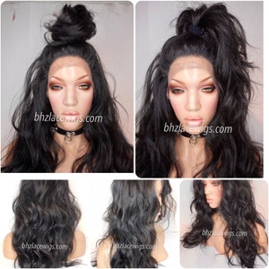 NEW! Long wavy black lace front wig Priscilla Loose waves lace front wig black wig black hair lace wig lace front wig drag Queen lace wig