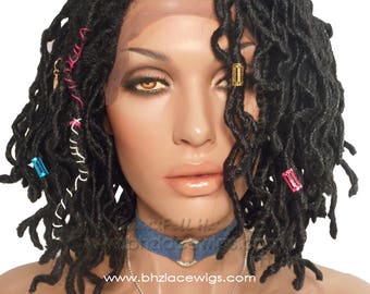 EXCLUSIVE! Sister loc faux locs dread lock wavy sister locs Lace Front Wig black locs lace front wig braided wig Fully Hand twisted Lace Wig
