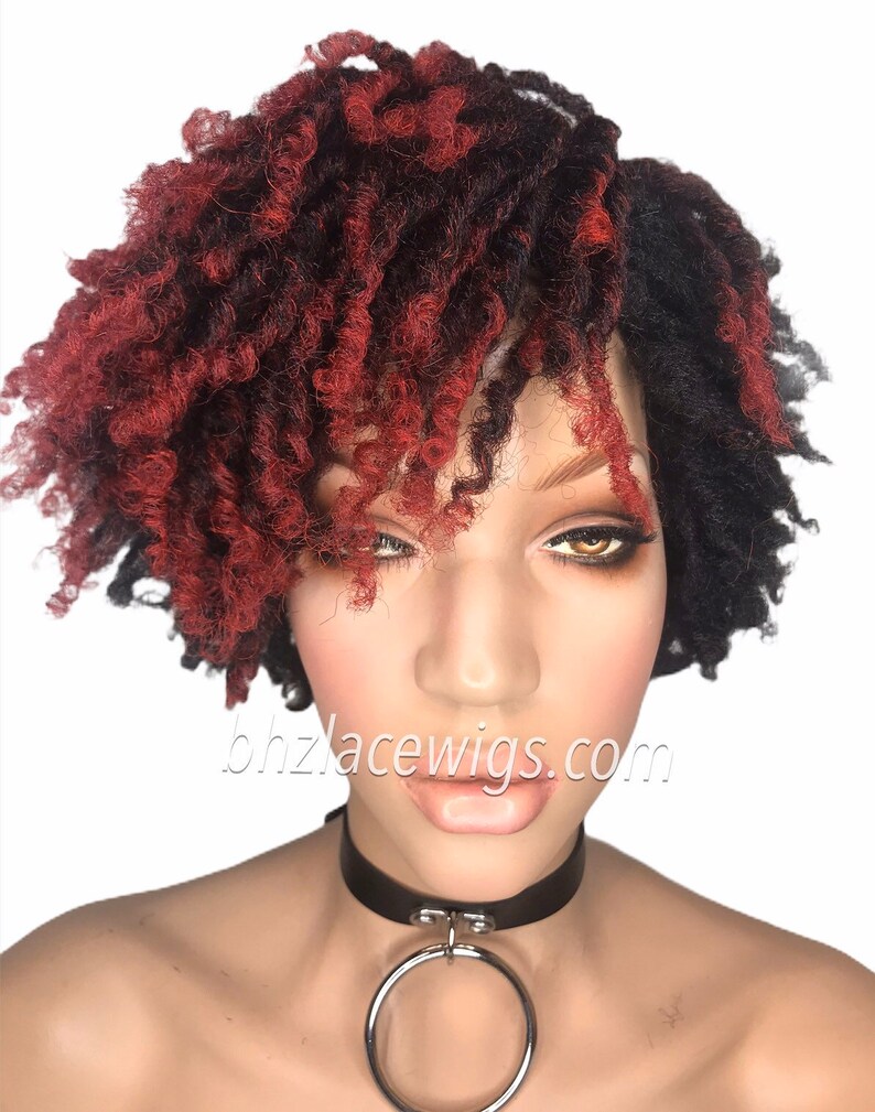 Zafira full cap TWIST OUT wig red faux locs dreadlocks FULLCAP wig natural hair full cap wig natural hair loc wig kinky soft twist loc style image 1