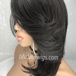 NEW First Lady Pre-plucked hairline Lace front wig sew-in weave feathered bob wig bob lace front wig lace wig bob lace wig black lace wig image 6